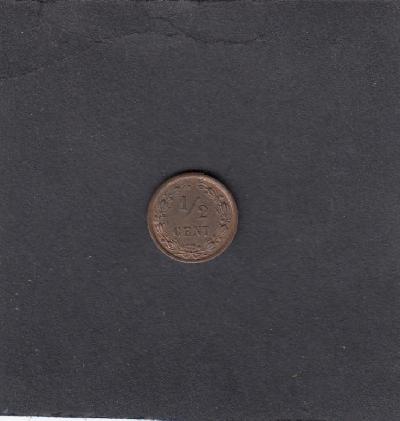 Beschrijving: 1/2 Cent WILHELMINA